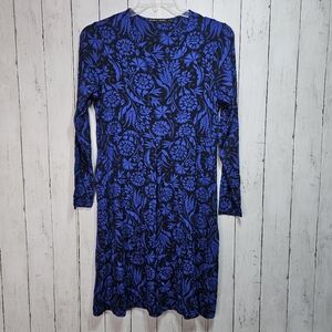 NWOT Gudrun Sjöden Women's Blue Floral Micromodal Stretch Knit Dress Size Medium